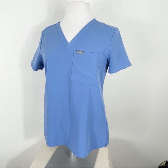 Figs Catarina One-Pocket Medical Uniform Scrub Top Short Sleeve Blue Size XS - Picture 5 of 6